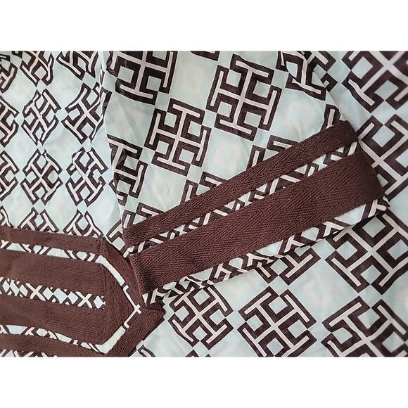 Tory Burch Women’s Blue & Brown Trim Boho Logo Print Long Sleeve Tunic 8 - Picture 6 of 12